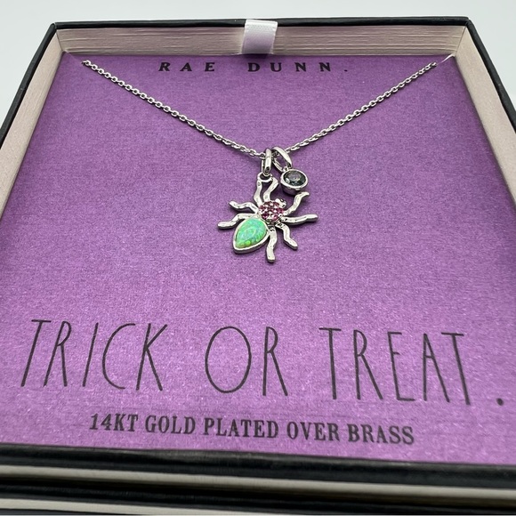 NEW Rae Dunn 14KT Gold Plated Halloween Spider Necklace Trick or Treat Edition - Picture 4 of 9